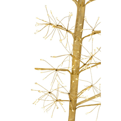 Kerstboom Led Warm Witte Lichten Ijzer Goudkleurig Extra Large H240cm van J-Line, geplaatst in een sfeervol interieur