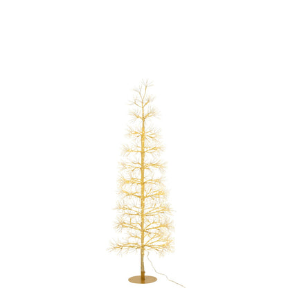 Goudkleurige kerstboom van J-Line van 120 cm, verlicht met warmwitte leds langs de ijzeren takken