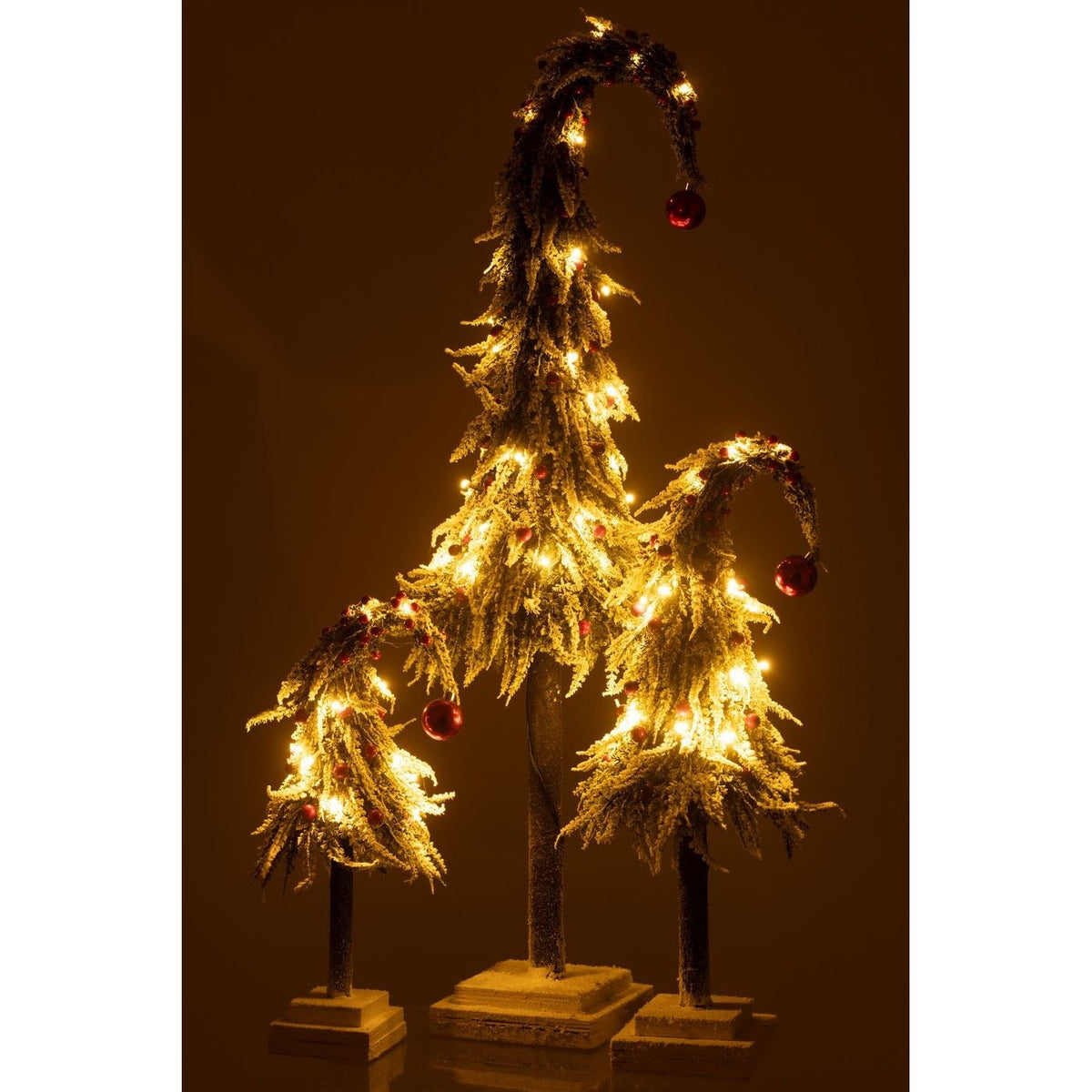 Kerstboom Muts+Led Kunststof Sneeuw Groen/Rood Medium H55cm van J-Line, van dichtbij gezien