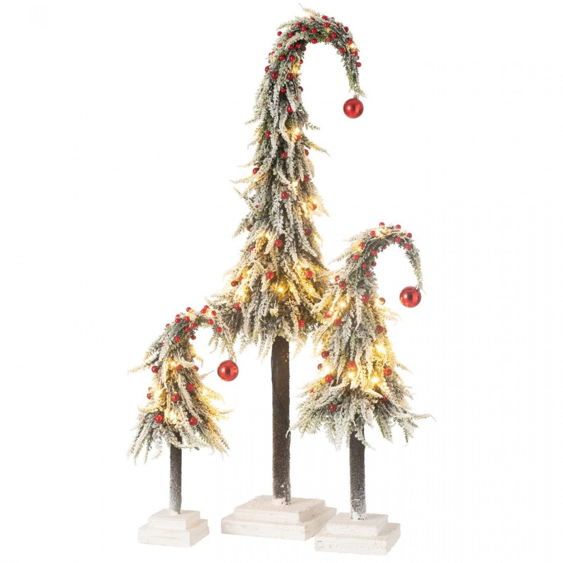 Kerstboom Muts+Led Kunststof Sneeuw Groen/Rood Medium - Kerstboom - J-Line - livinglovely.nl