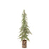 Kerstboom Op Houten Voet Groen Medium van J-Line, dennenboom van 95 cm op een voet van berkenschors