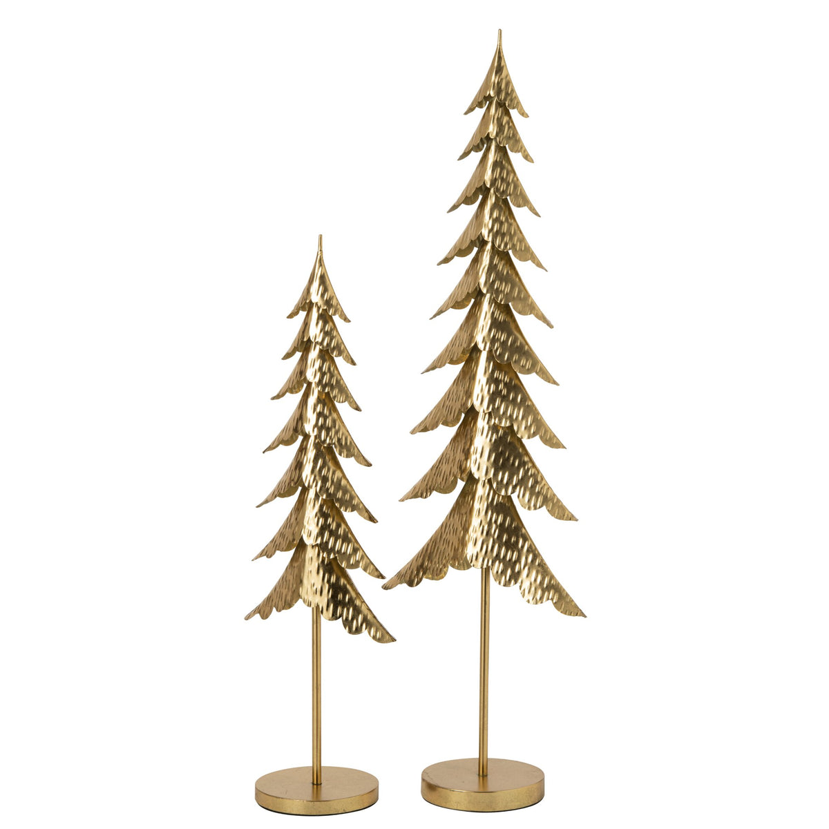 Detail van de gouden kerstboom op stam van J-Line, ronde voet en slanke steel