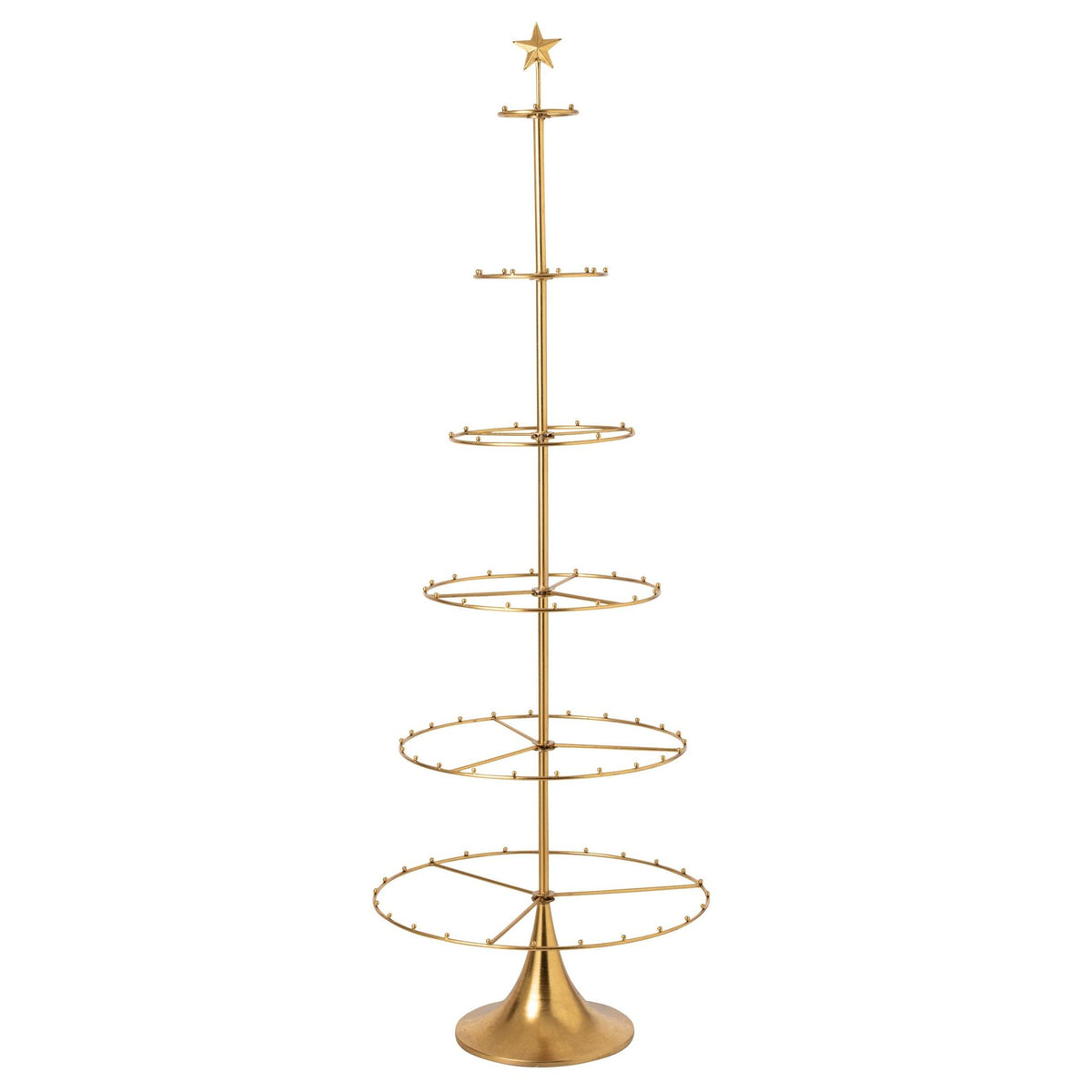 Kerstboom Open Frame Metaal Goud van J-Line, open gouden frame met vijf ringen en ster, 196cm