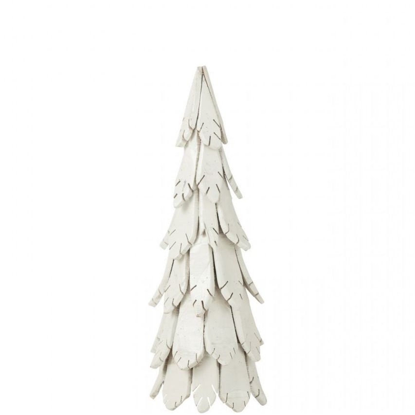 Kerstboom Stukken Hout Wit Medium H80cm van J-Line, witte kerstboom van hout, volledig in beeld