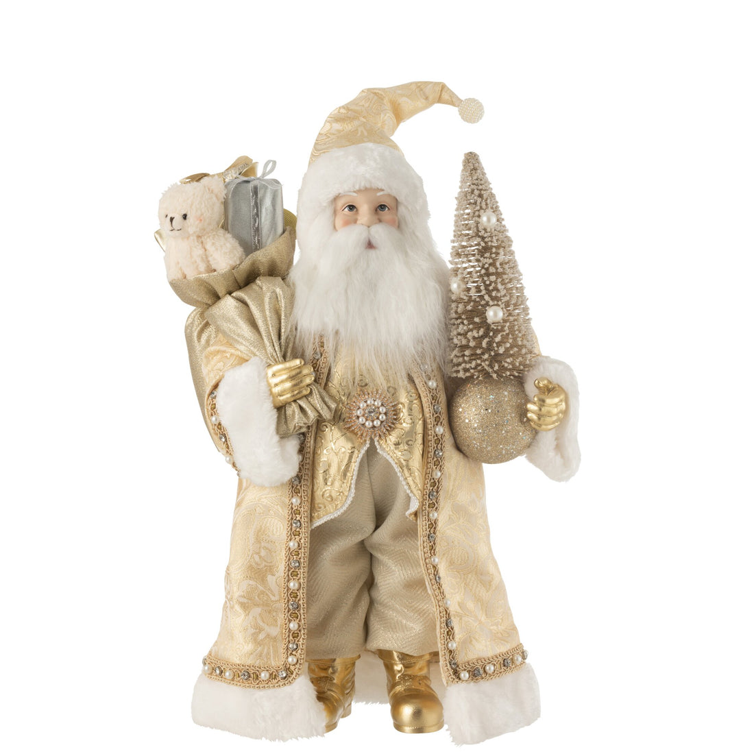 Kerstman Deco Resine/Textiel Goud H50cm J-Line