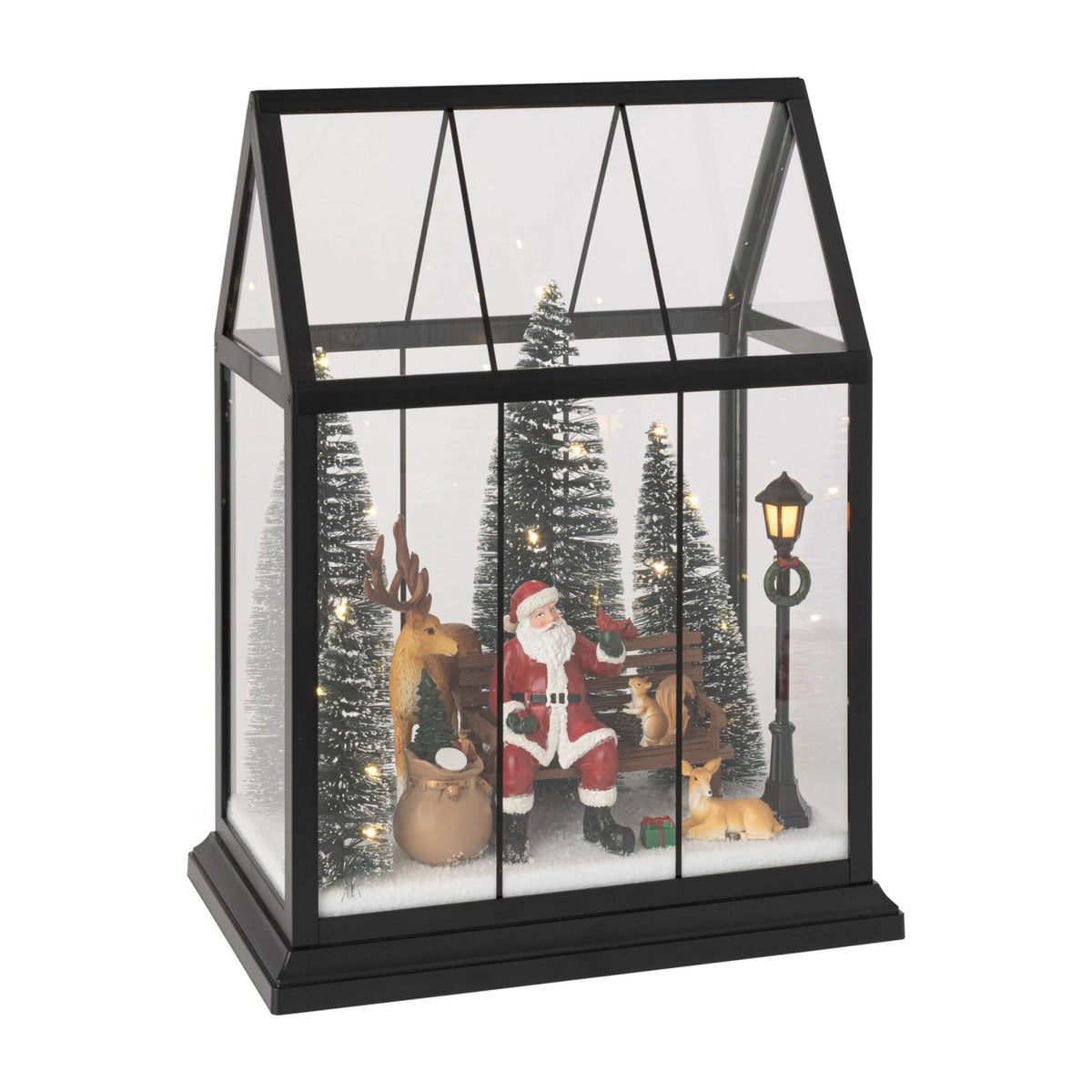 Kerstman Led met Dieren Glas Multicolor Medium J-Line