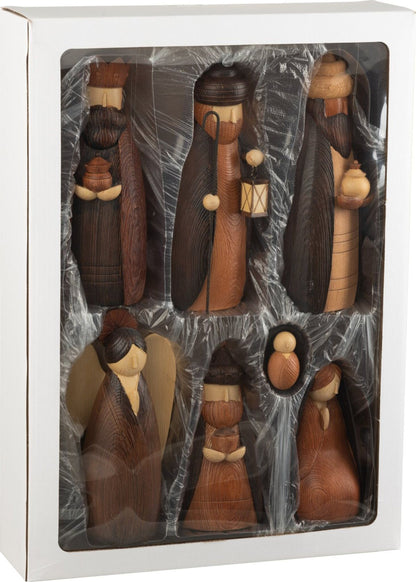 Kerststal 7 Delen Resin Bruin J-Line