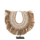 Ketting + Staander Dora Schelpen/Zeegras Wit Large - Ornament - J-Line - livinglovely.nl