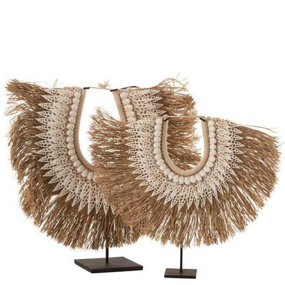 Ketting + Staander Dora Schelpen/Zeegrass Wit Small - Ornament - J-Line - livinglovely.nl