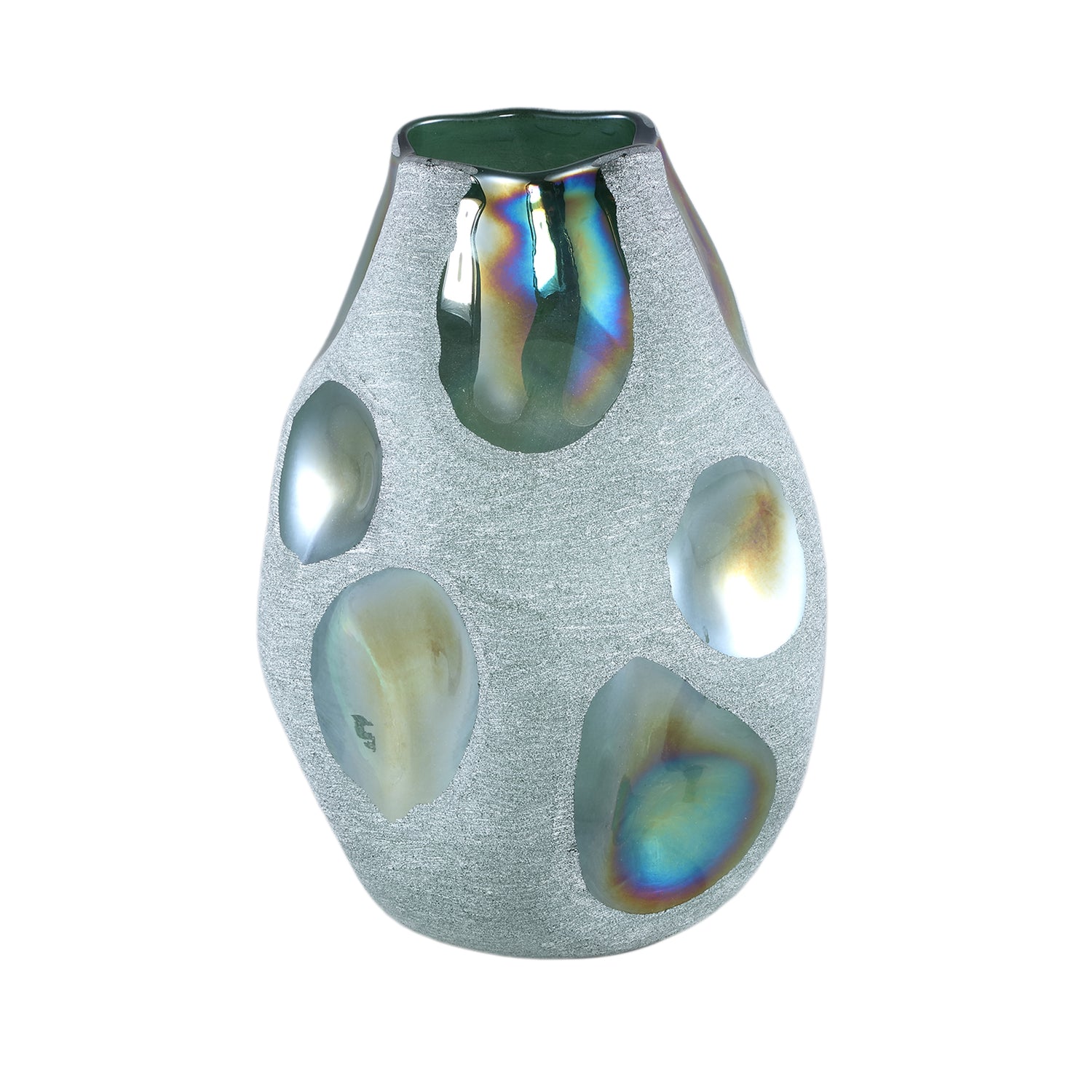 Kloi Green Solid Glass Vase Oily And Sandblasted L Dia 22,5cmxH33,5cm PTMD - Vaas - PTMD - livinglovely.nl