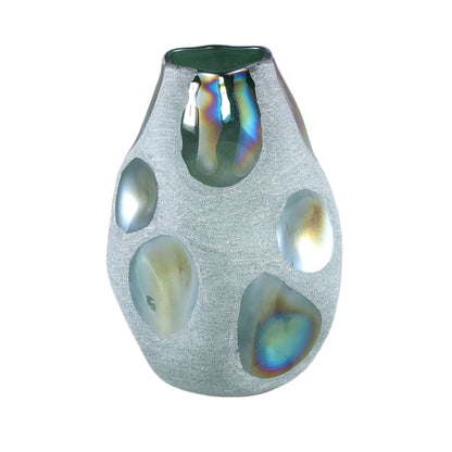 Kloi Green Solid Glass Vase Oily And Sandblasted L Dia 22,5cmxH33,5cm PTMD - Vaas - PTMD - livinglovely.nl