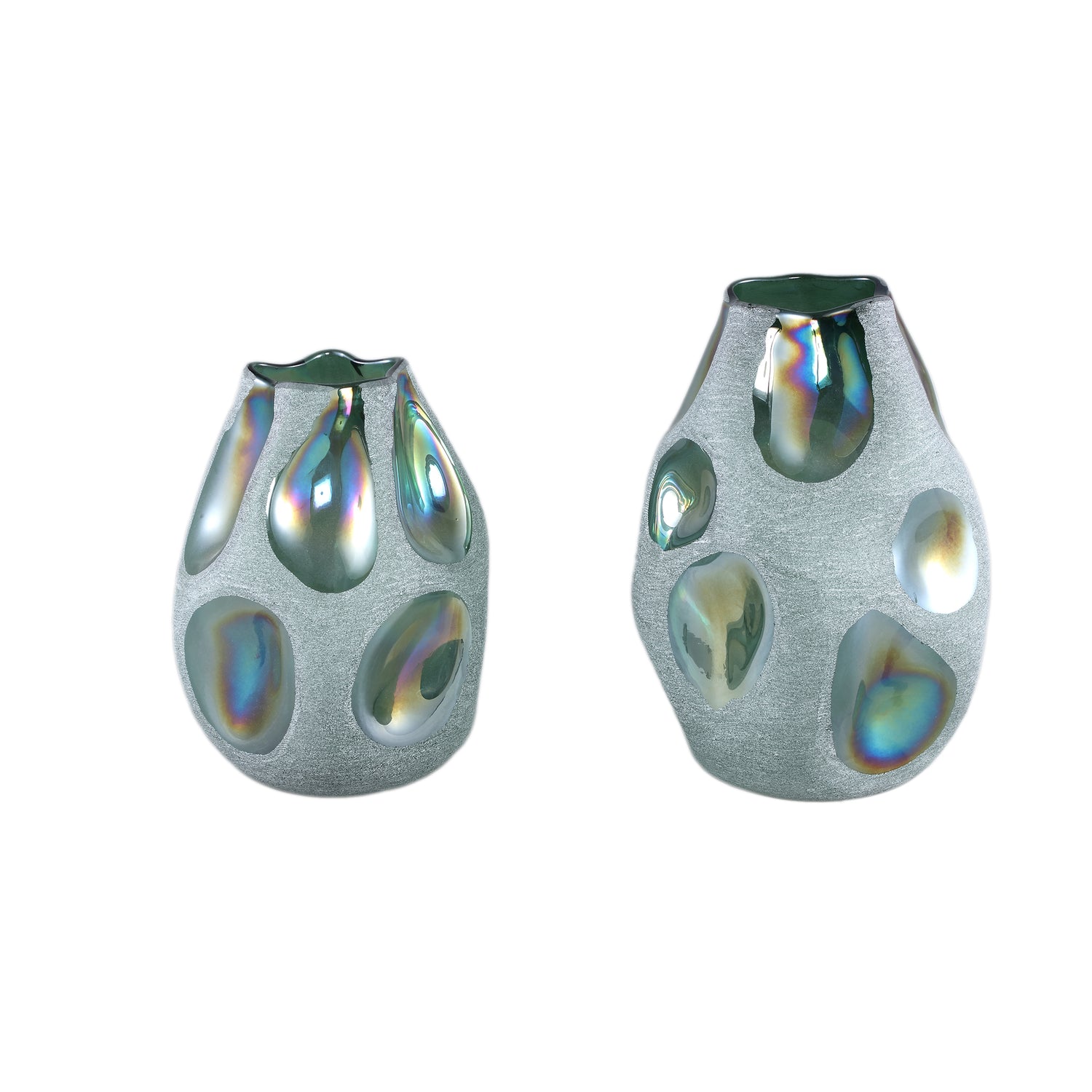 Kloi Green Solid Glass Vase Oily And Sandblasted L Dia 22,5cmxH33,5cm PTMD - Vaas - PTMD - livinglovely.nl