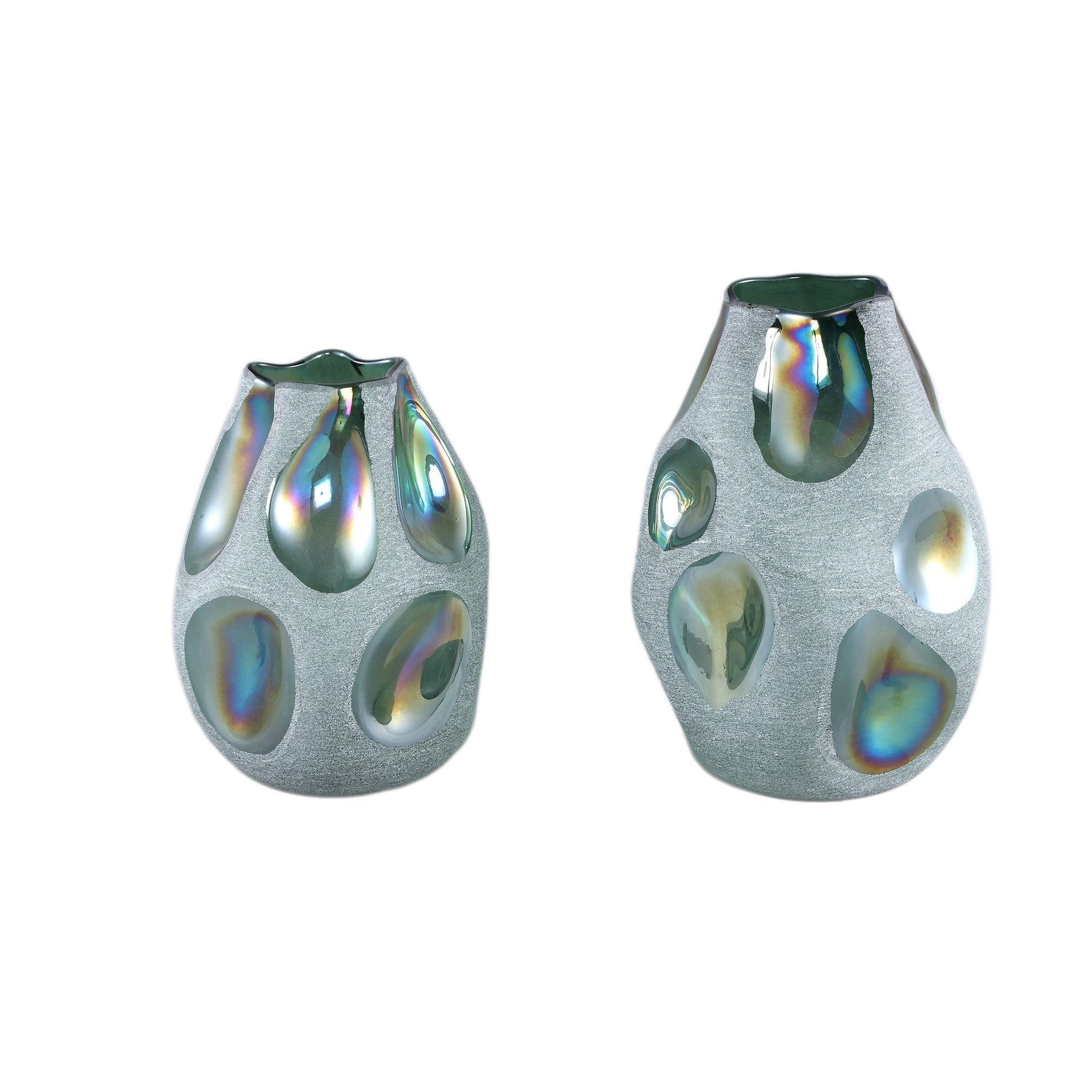 Kloi Green Solid Glass Vase Oily And Sandblasted L Dia 22,5cmxH33,5cm PTMD - Vaas - PTMD - livinglovely.nl