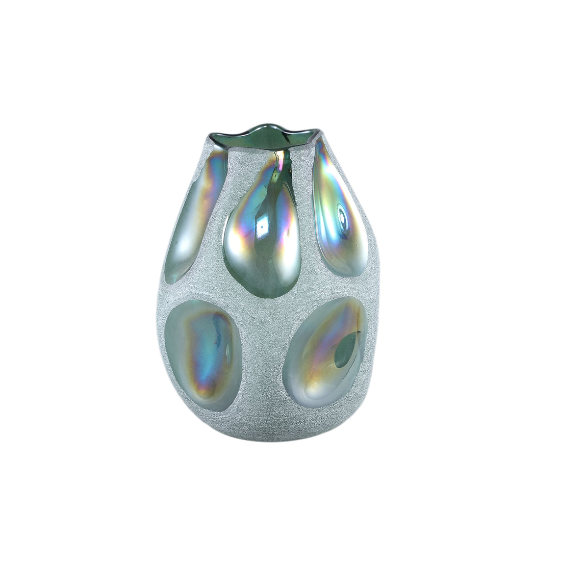 Kloi Green Solid Glass Vase Oily And Sandblasted S 20x19.5x26cm PTMD - Vaas - PTMD - livinglovely.nl