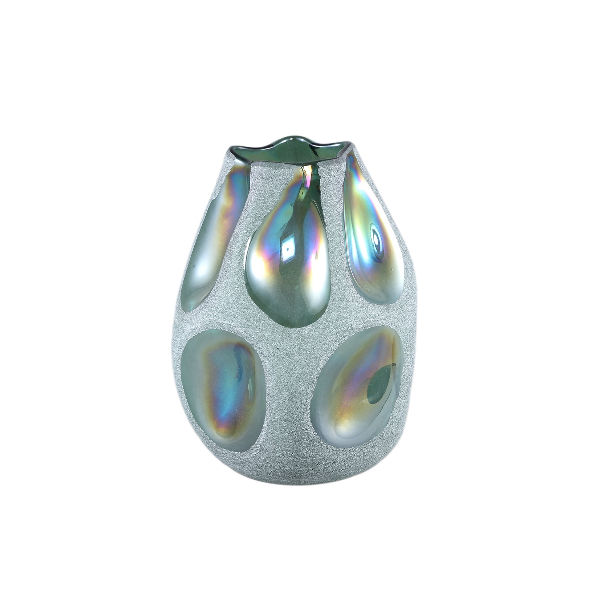 Kloi Green Solid Glass Vase Oily And Sandblasted S 20x19.5x26cm PTMD - Vaas - PTMD - livinglovely.nl