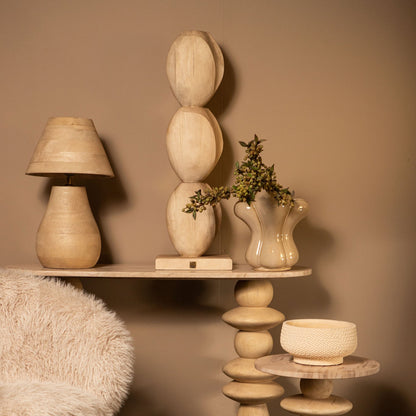 Kodey Natural Mango Wood Circle Shaped Statue PTMD - Beeld - PTMD - livinglovely.nl