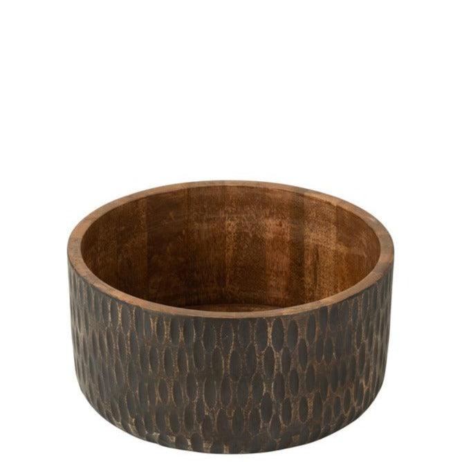 Kom Mango Hout Bruin/Zwart Extra Large - Kom - J-Line - livinglovely.nl