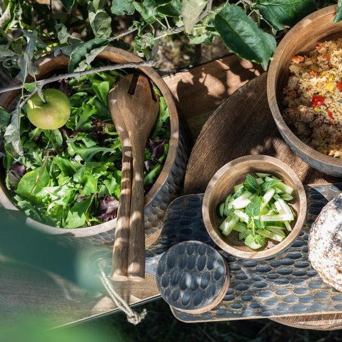 Kom Mango Hout Bruin/Zwart Extra Large - Kom - J-Line - livinglovely.nl