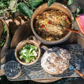 Kom Mango Hout Bruin/Zwart Large - Kom - J-Line - livinglovely.nl