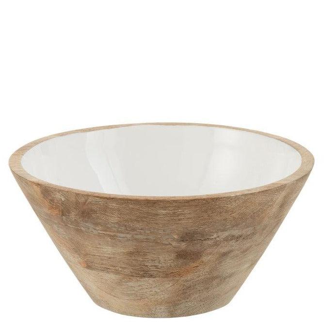 Kom Mango Hout Wit Medium - Kom - J-Line - livinglovely.nl