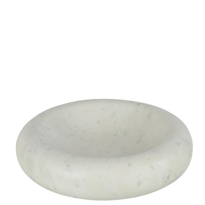 Kom Rond Laag Marmer Wit Large - Schaal - J-Line - livinglovely.nl