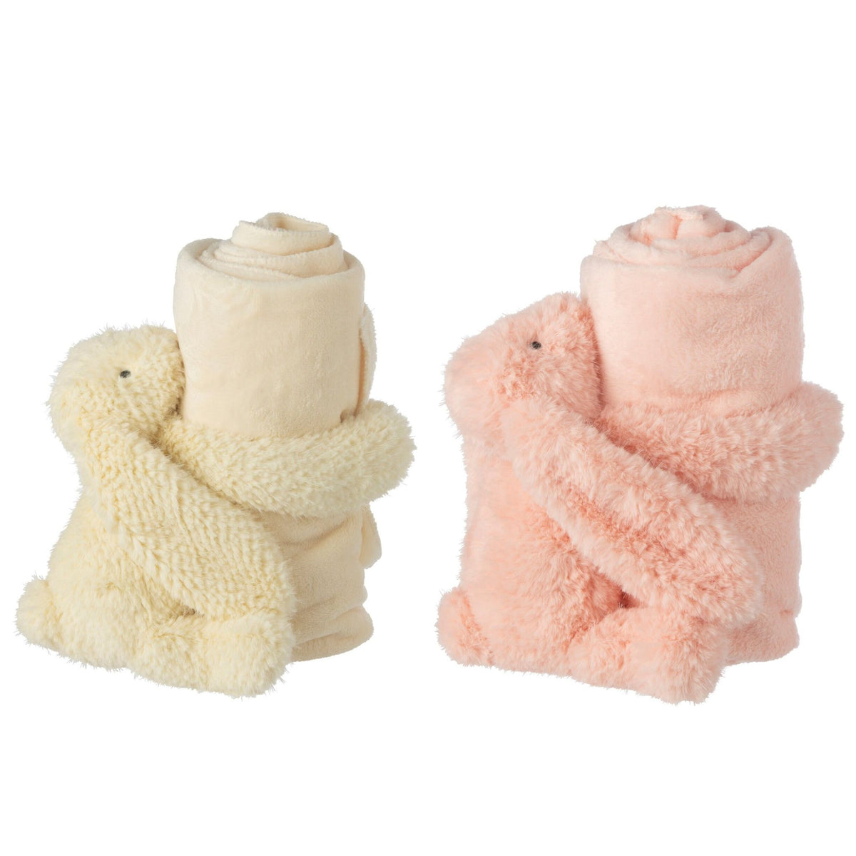 Konijn + Deken Polyester Roze/Geel Assortiment Van 2 J-Line