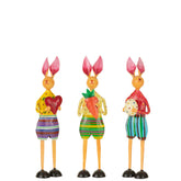 Konijn Hart/Ei/Wortel Ijzer Mix small Set van 3 - Paas - J-Line - livinglovely.nl
