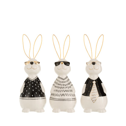 Konijn Max Ker Large Set van 3 - Paas - J-Line - livinglovely.nl