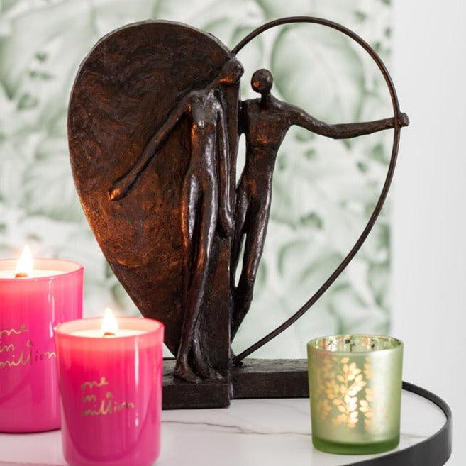 Koppel In Half opgevuld Hart Poly Donker Bruin - Beeld - J-Line - livinglovely.nl