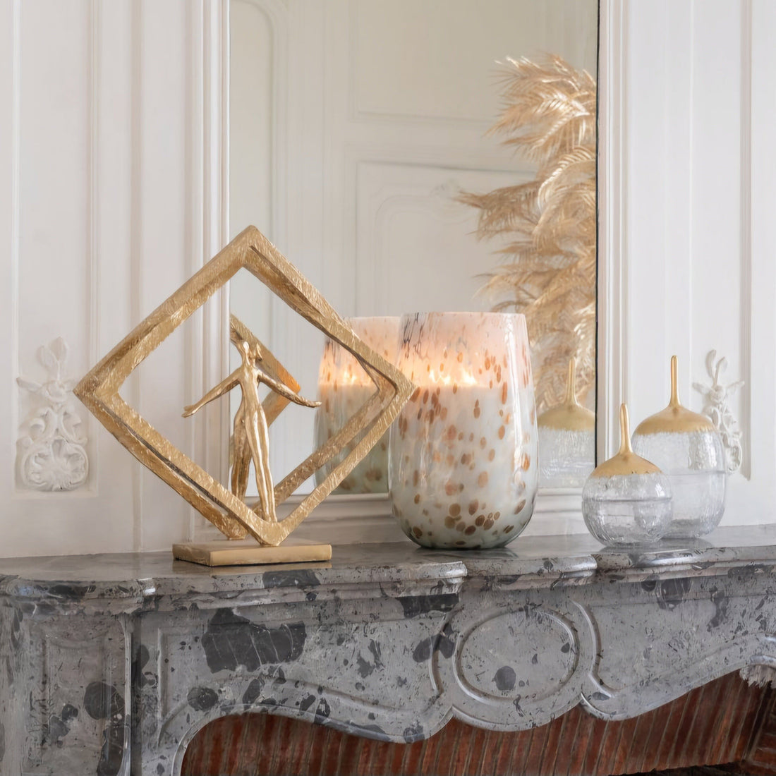 Koppel In Raam Modern Resine Goud - Beeld - J-Line - livinglovely.nl