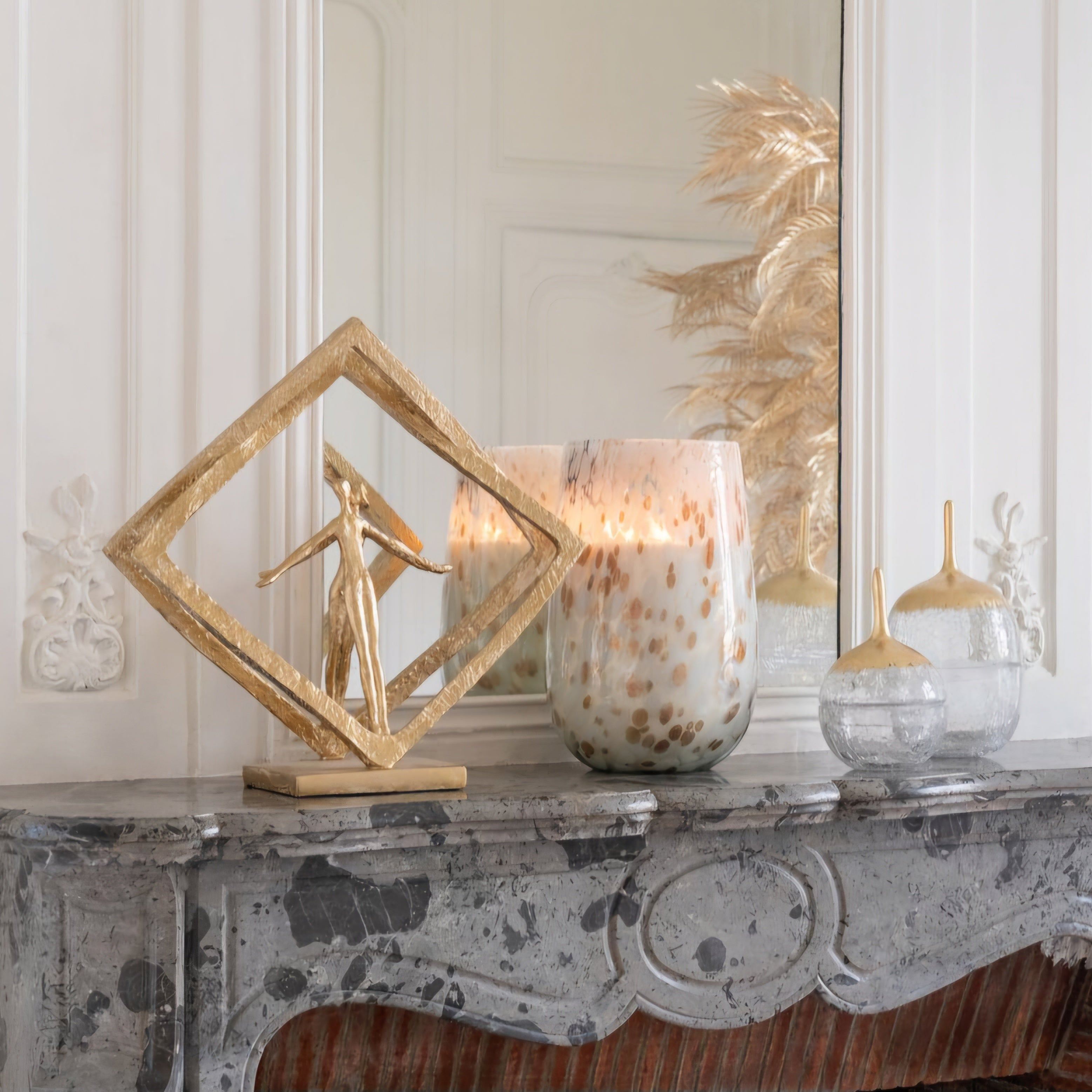 Koppel In Raam Modern Resine Goud - Beeld - J-Line - livinglovely.nl