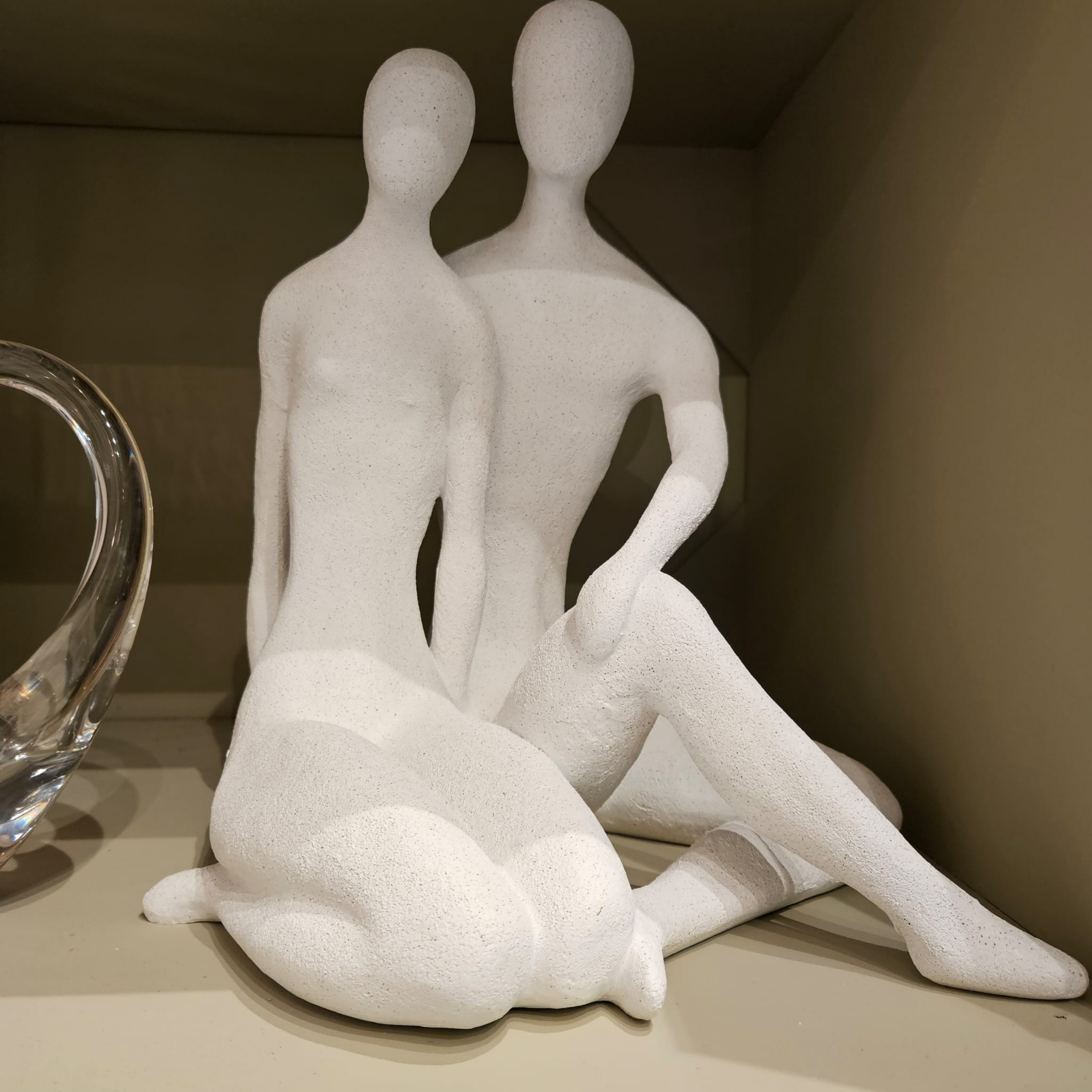 Koppel Zittend Mat Wit - J-Line - Beeld - J-Line - livinglovely.nl