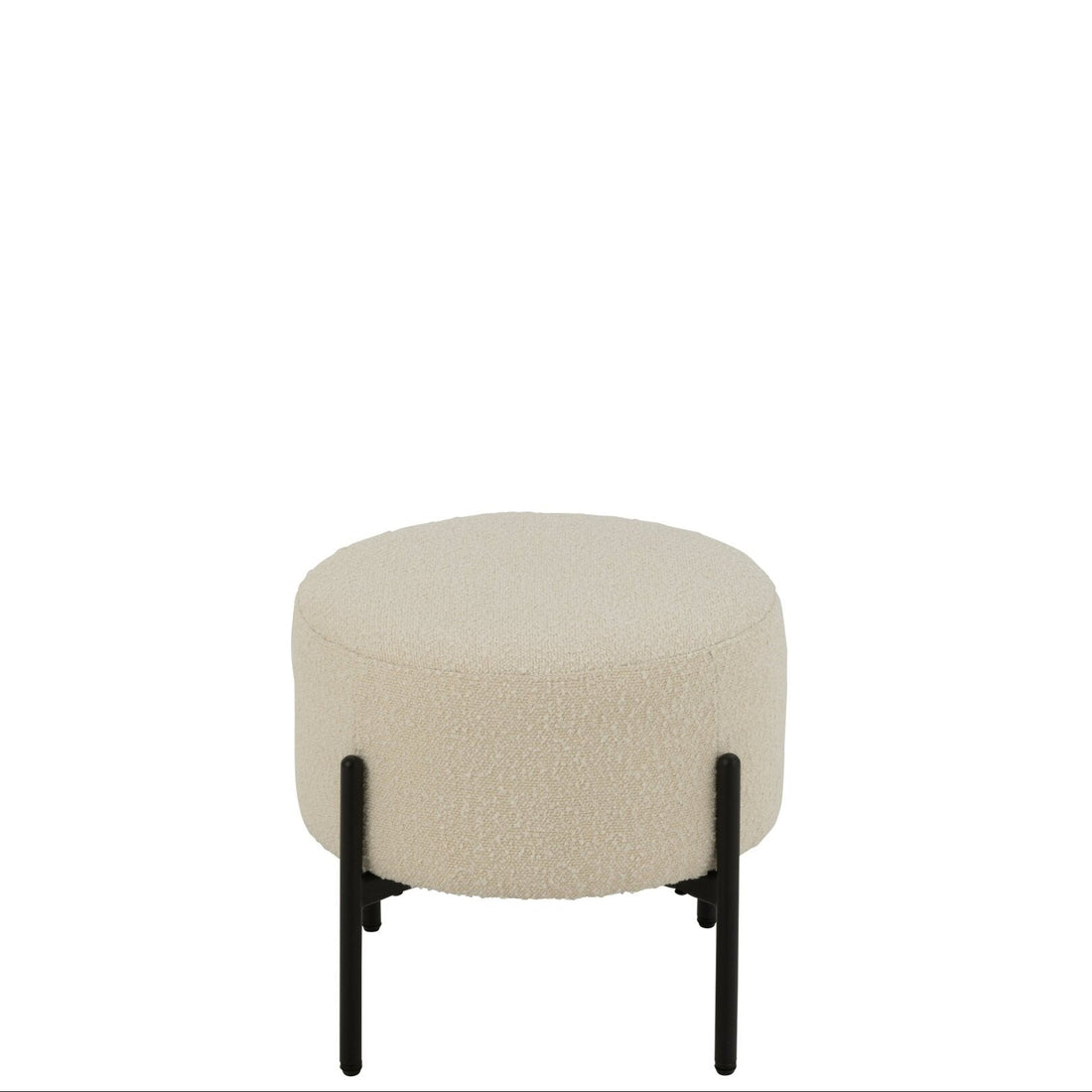 Hocker Bouclé Multiplex/Polyester Weiß/Schwarz J-Line