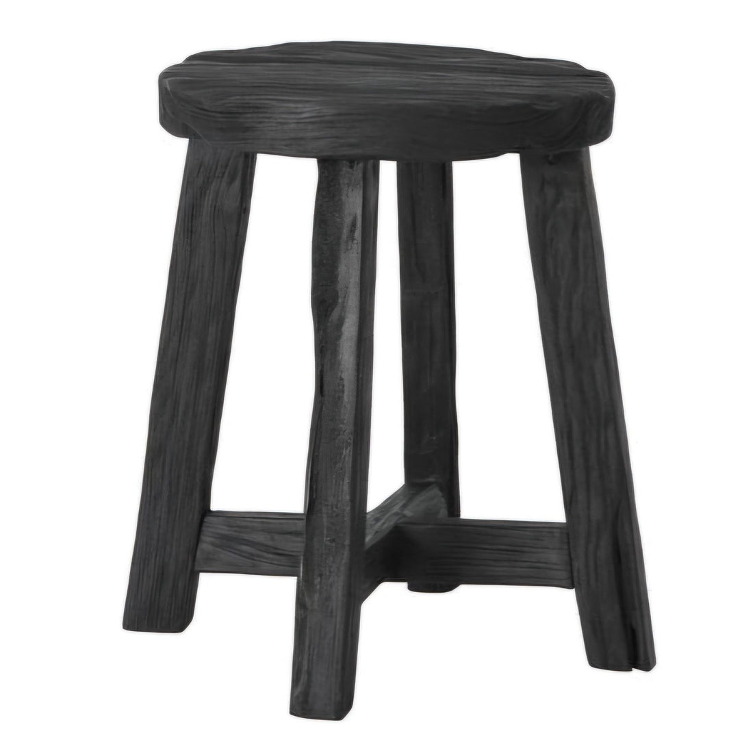 Kruk Gio zwart gerecycled teakhout Ø35cm MUST Living