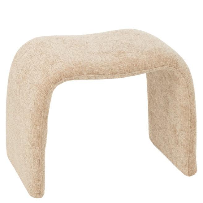 Kruk N Shape Textiel Beige - Kruk - J-Line - livinglovely.nl