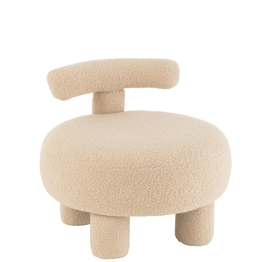 Runder Hocker mit Rückenlehne Bouclé Warmes Beige J-Line