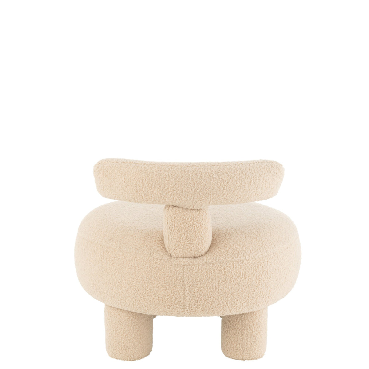 Kruk Rond Met Rugleuning Bouclé Warm Beige J-Line