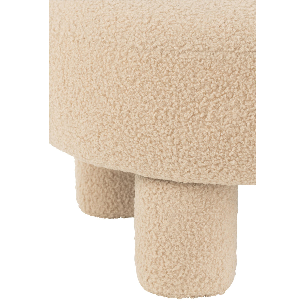 Kruk Rond Met Rugleuning Bouclé Warm Beige J-Line