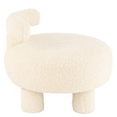 Kruk Rond Met Rugleuning Bouclé Wit - Kruk - J-Line - livinglovely.nl