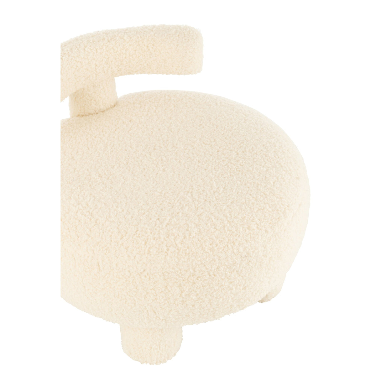 Kruk Rond Met Rugleuning Bouclé Wit J-Line
