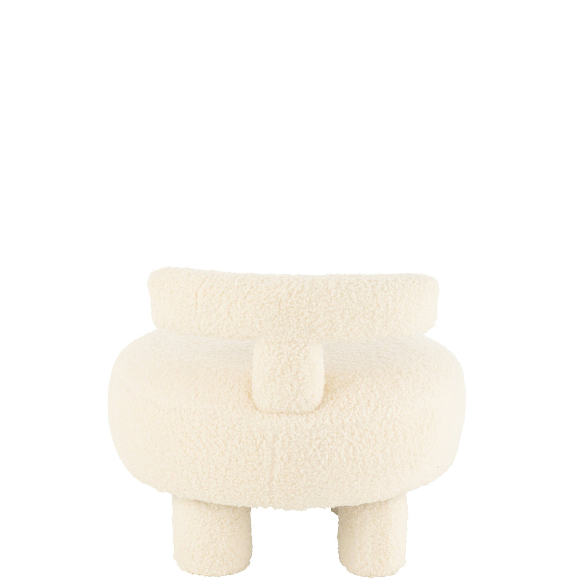 Kruk Rond Met Rugleuning Bouclé Wit J-Line