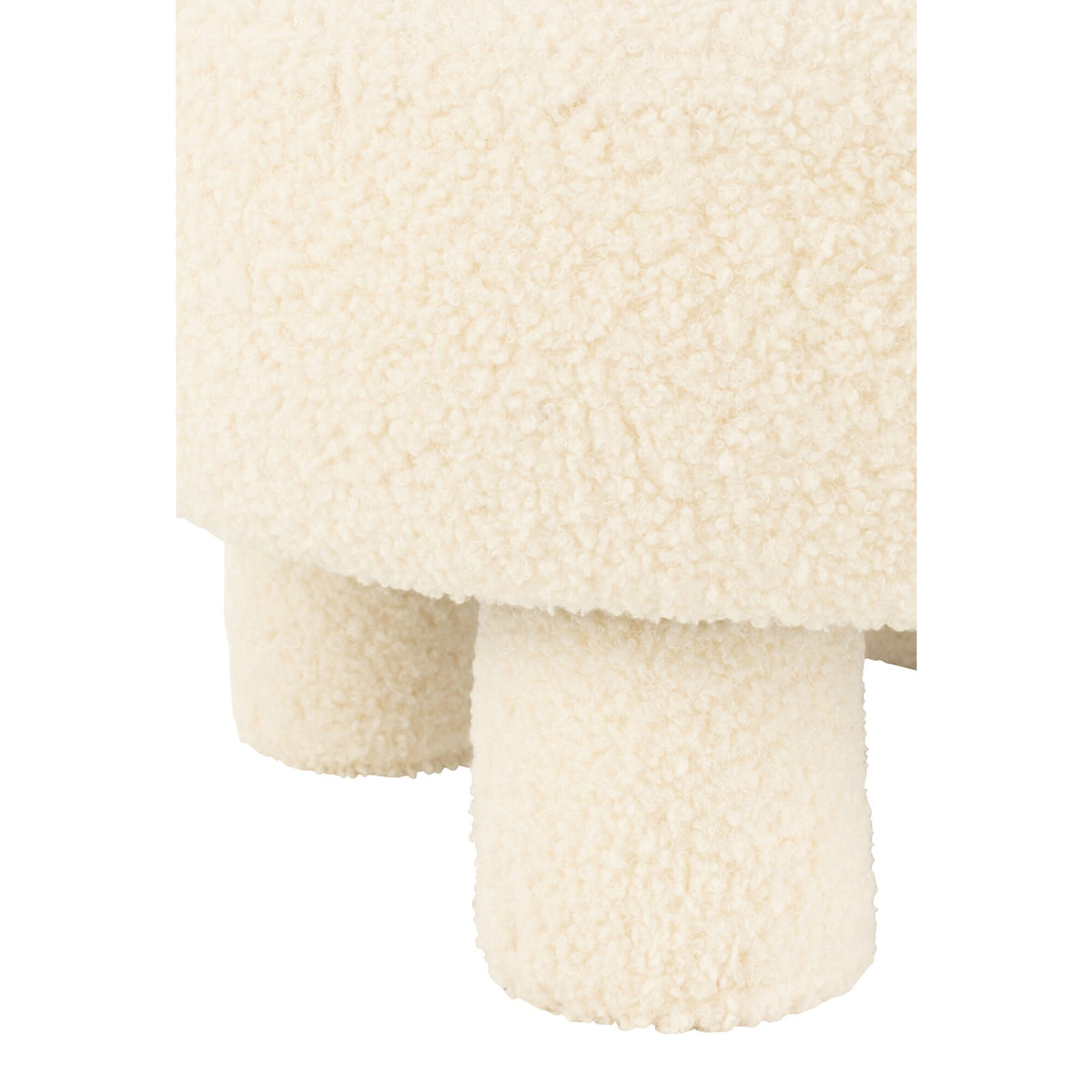 Kruk Rond Met Rugleuning Bouclé Wit J-Line