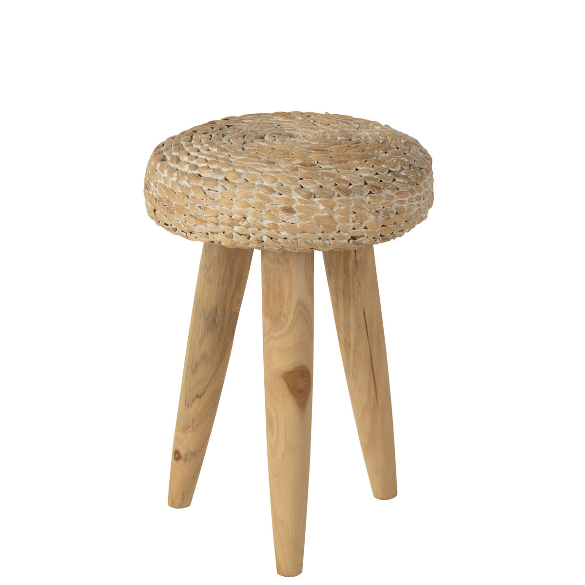 Kruk Rond Teakhout/Waterhyacint Wit J-Line