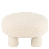 Kruk Rond Teddy Voeten Bouclé Wit - Kruk - J-Line - livinglovely.nl