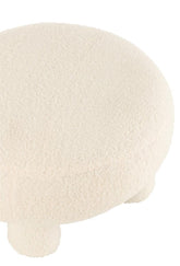 Kruk Rond Teddy Voeten Bouclé Wit - Kruk - J-Line - livinglovely.nl