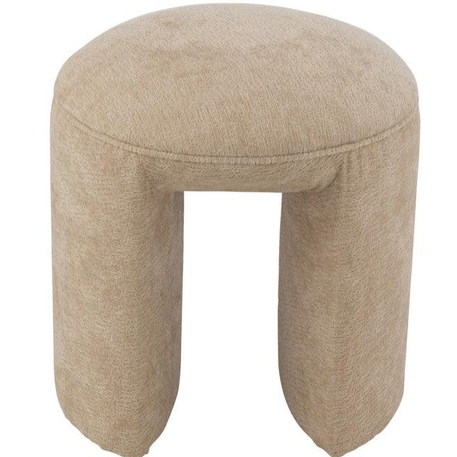 Kruk Rond Textiel Beige - Kruk - J-Line - livinglovely.nl