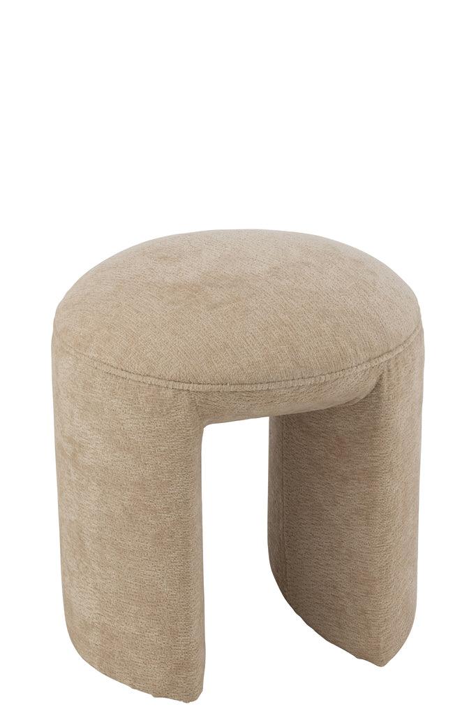 Kruk Rond Textiel Beige - Kruk - J-Line - livinglovely.nl