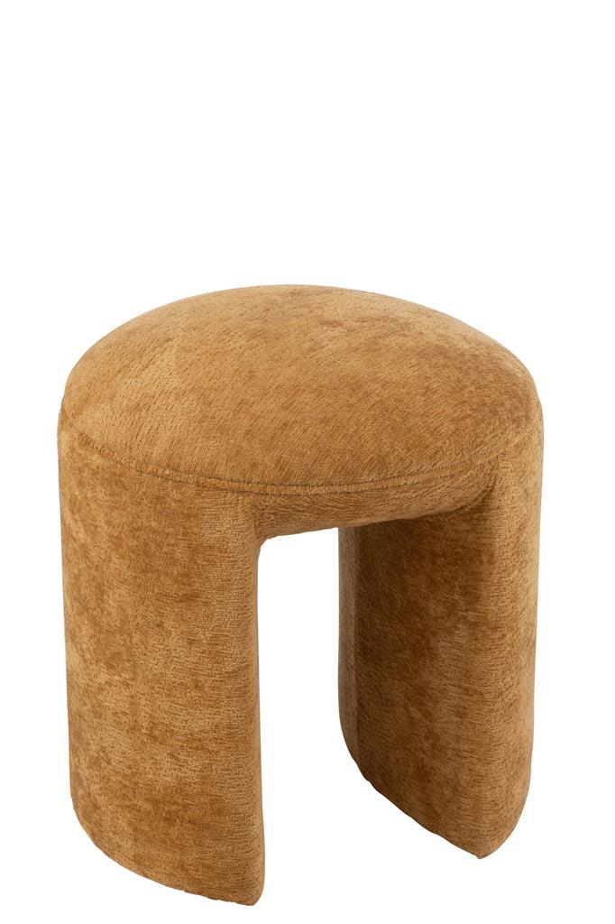 Kruk Rond Textiel Oker - Kruk - J-Line - livinglovely.nl
