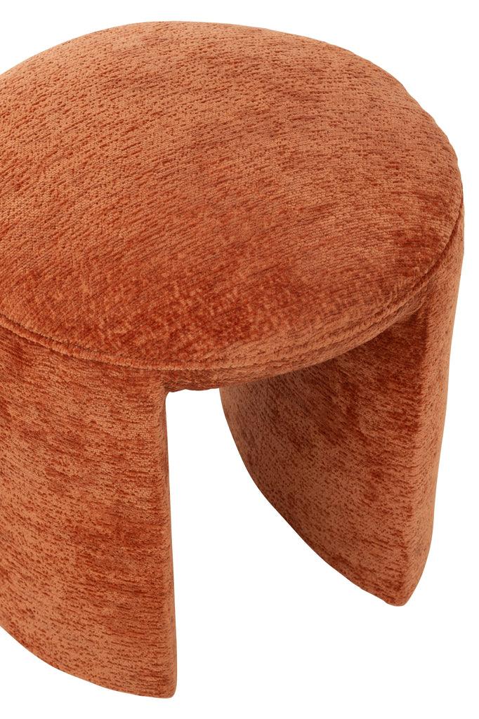 Kruk Rond Textiel Oranje Roest - Kruk - J-Line - livinglovely.nl