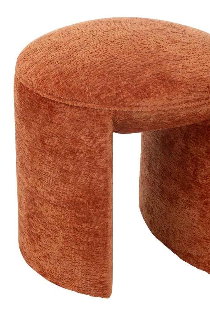 Kruk Rond Textiel Oranje Roest - Kruk - J-Line - livinglovely.nl